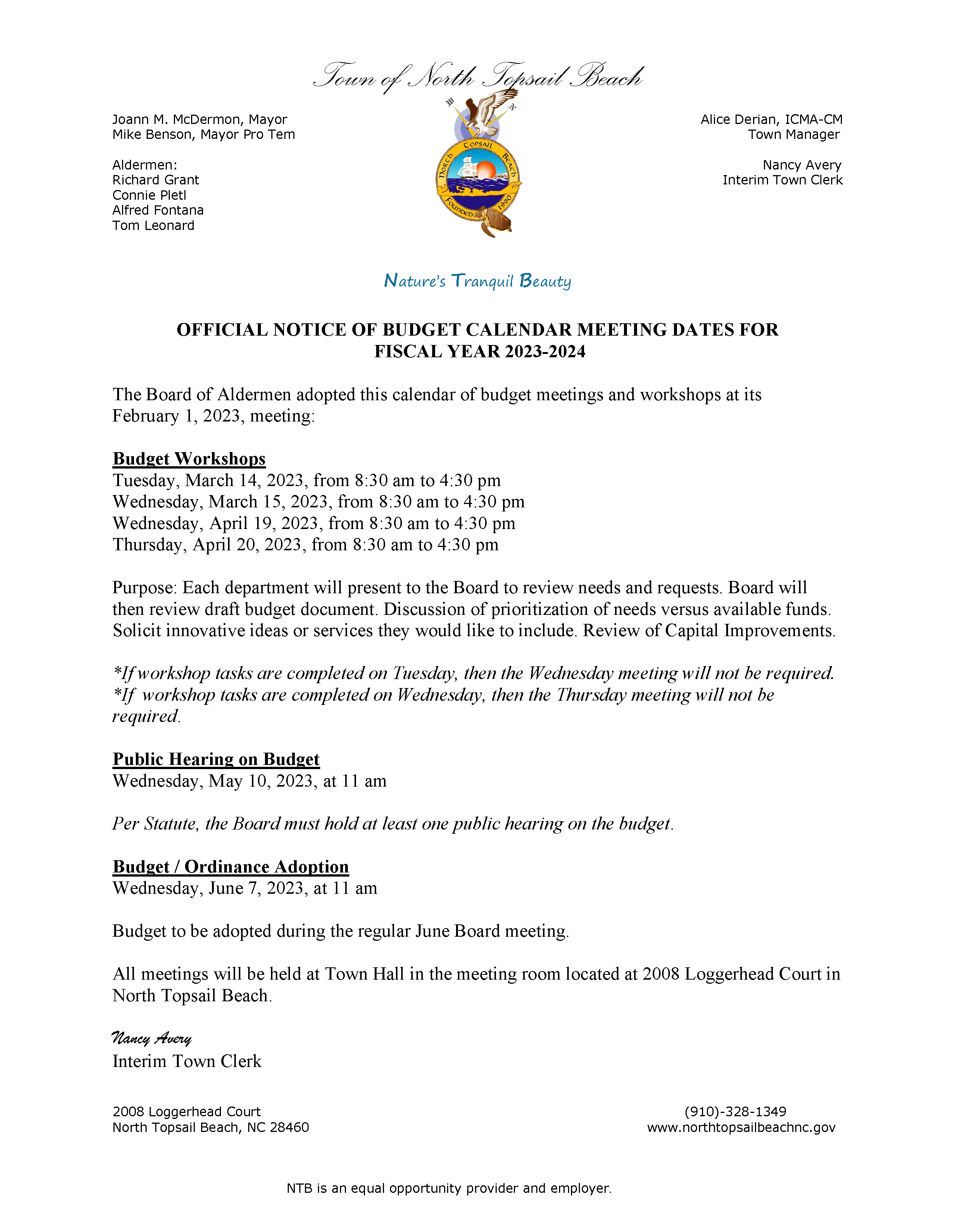 official-notice-of-budget-calendar-meeting-dates-for-fiscal-year-2023
