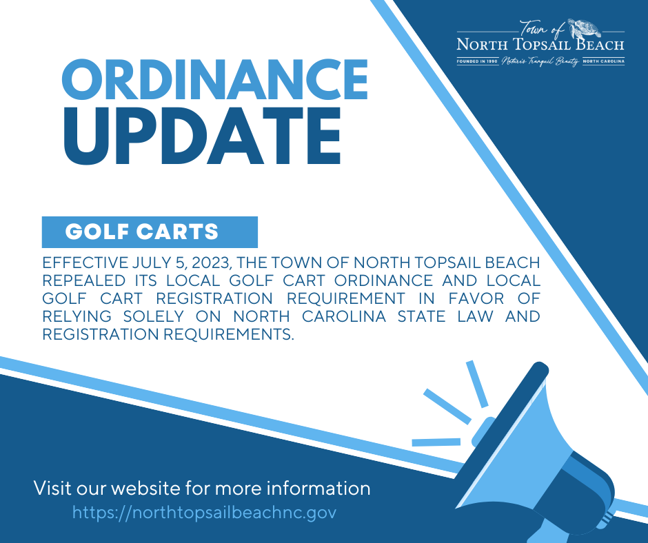 Change to Golf Cart Ordinance North Topsail Beach North Carolina Change to Golf Cart Ordinance North Topsail Beach North Carolina